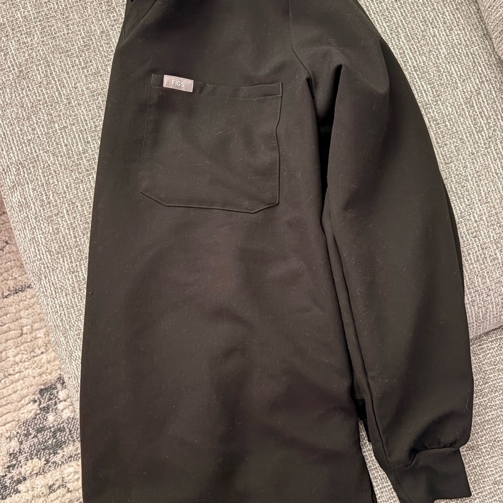 Figs Zamora Long sleeve- black scrub top
